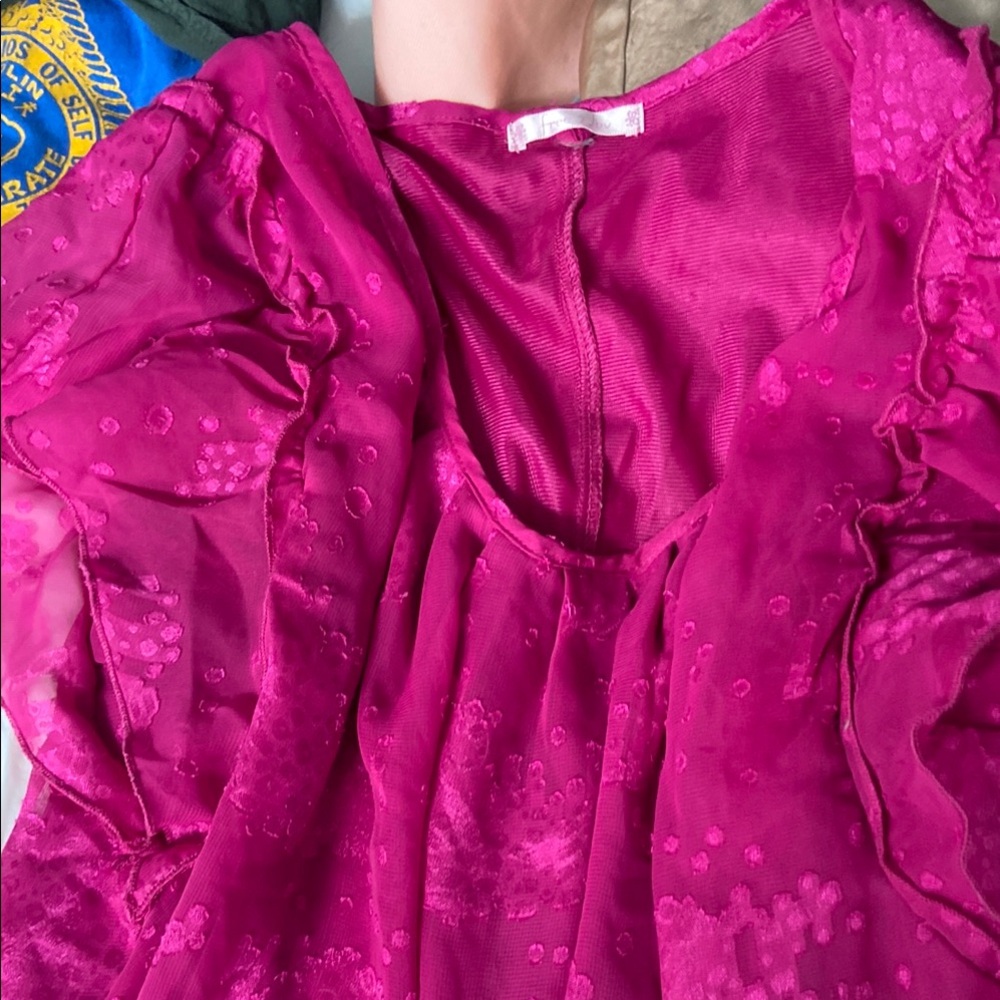 Vibrant Pink Ruffled Blouse - Picture 2 of 3